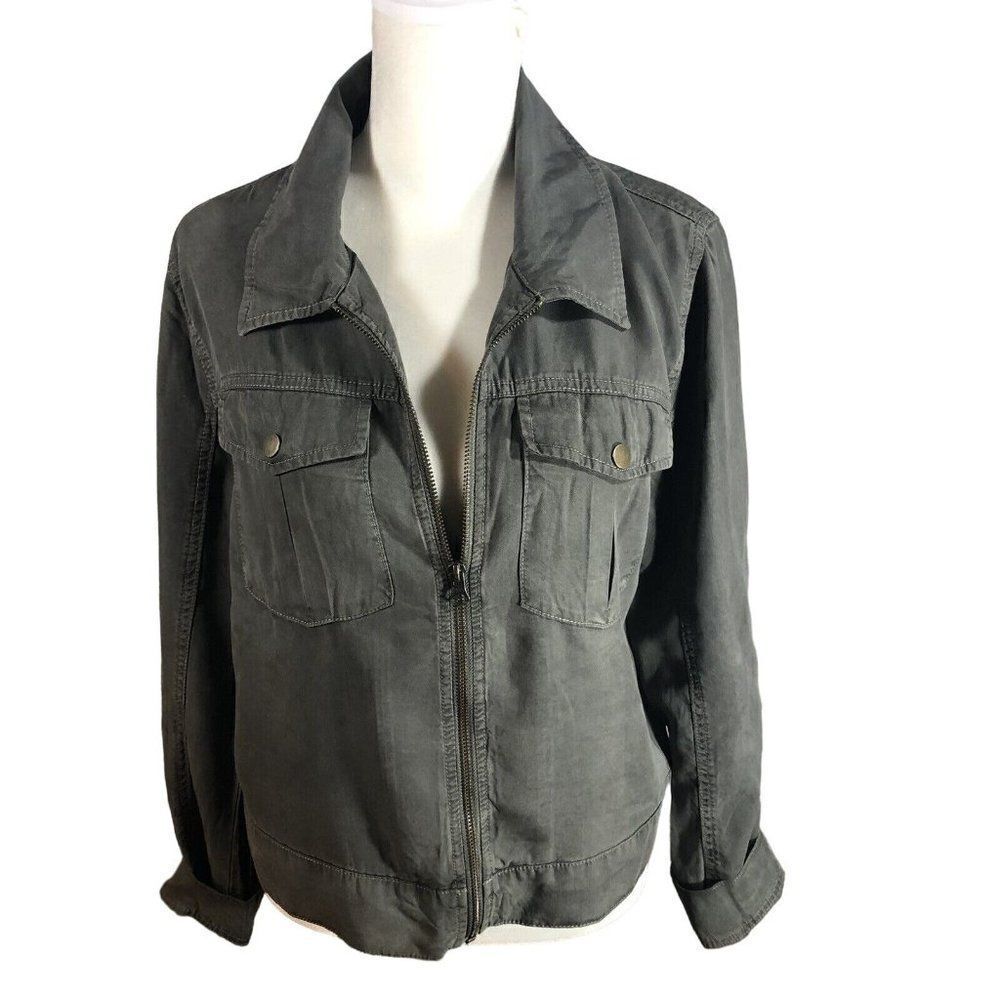 Mossimo Supply Co Olive Green Lyocell Cropped Jacket M Zip Up Mod Military Look